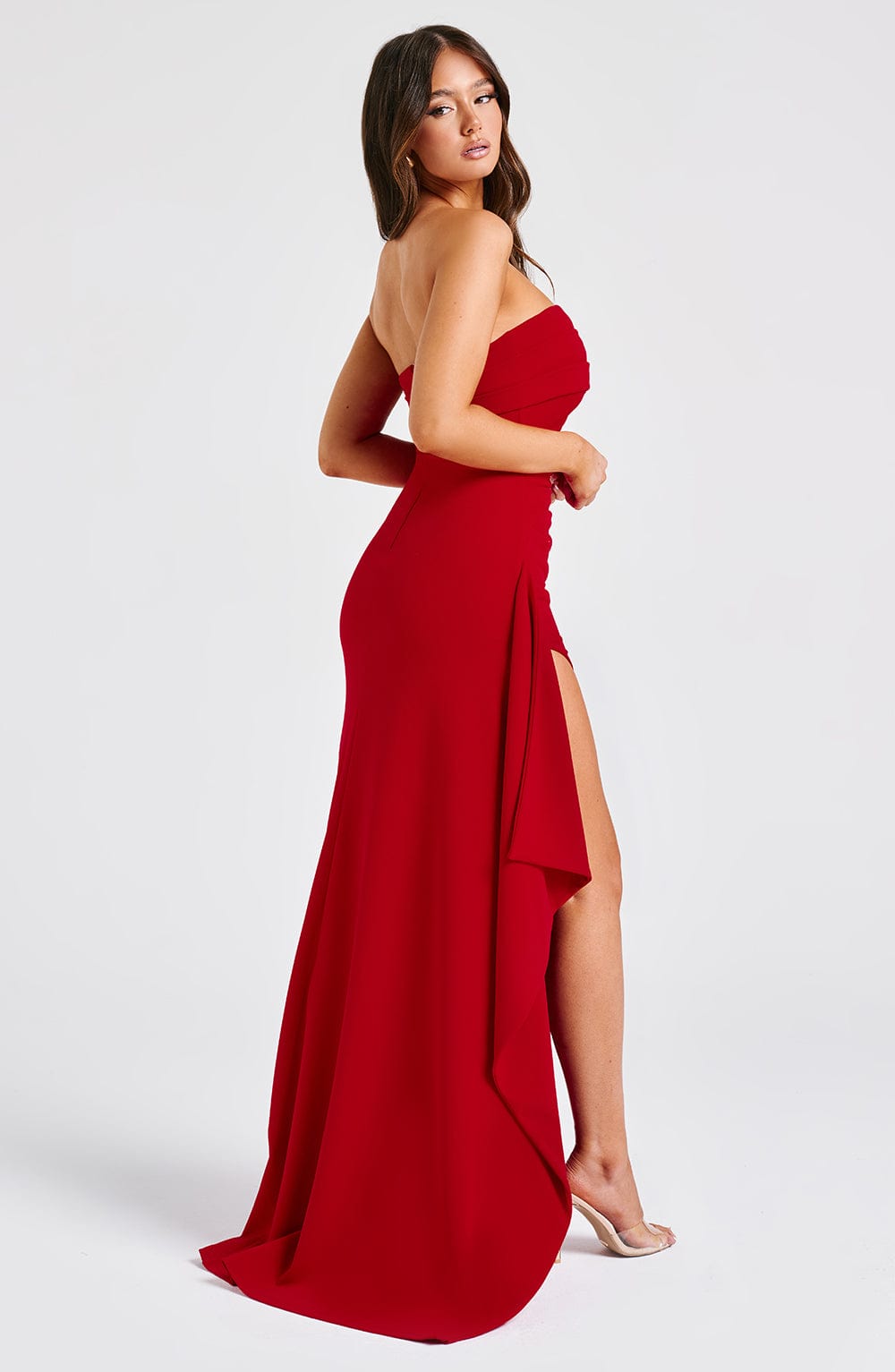 Luvrefashion | Zafira Red Maxi Dress in XS - styled look