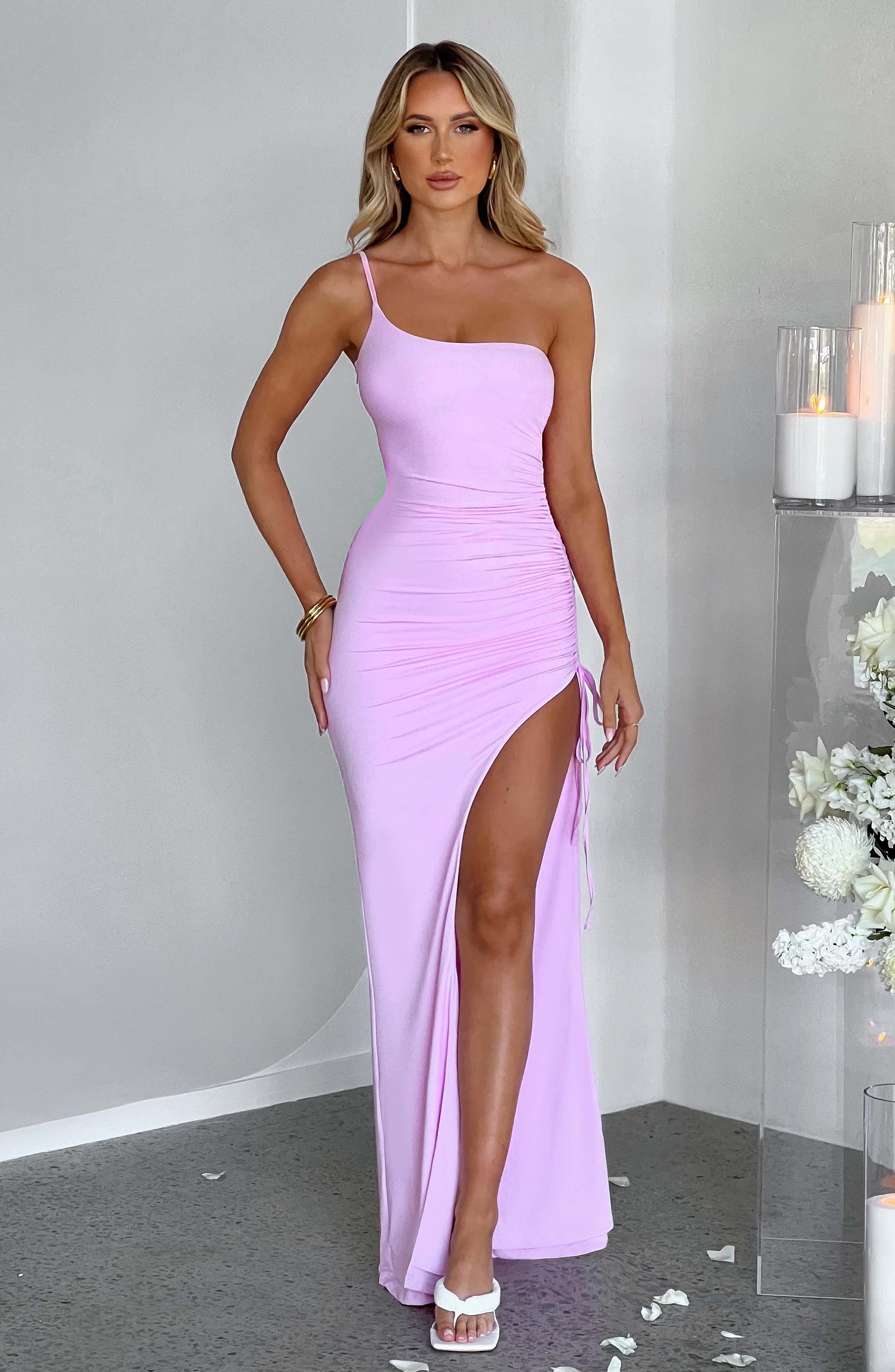 Luvrefashion | Zuri Pink Maxi Dress in XS - front view