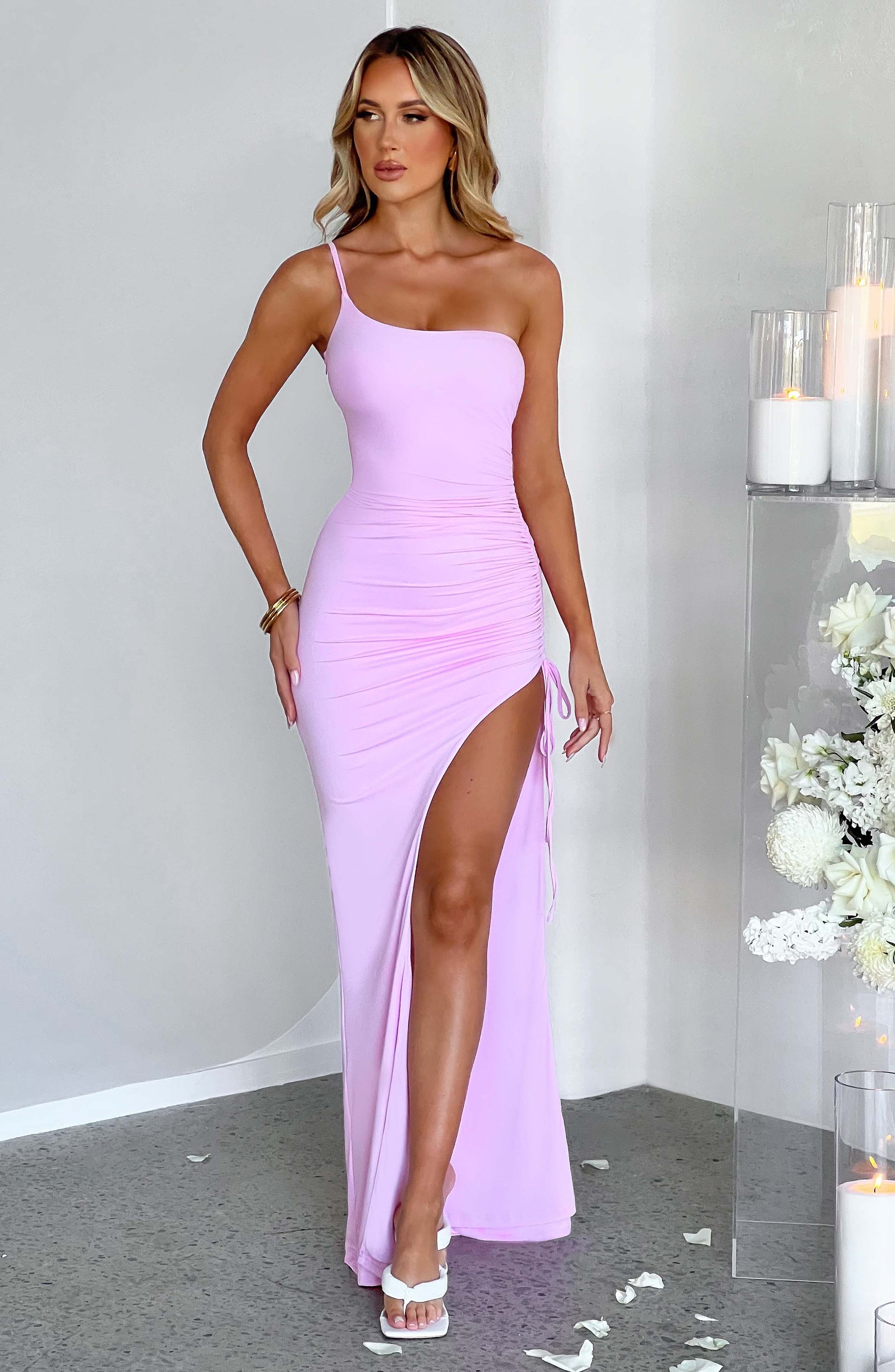 Luvrefashion | Zuri Pink Maxi Dress in XS - back view