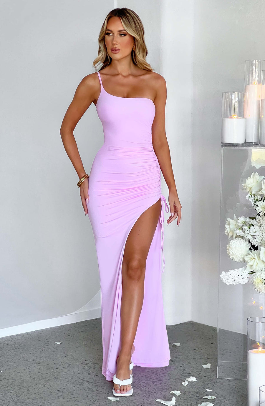 Luvrefashion | Zuri Pink Maxi Dress in XS - back view