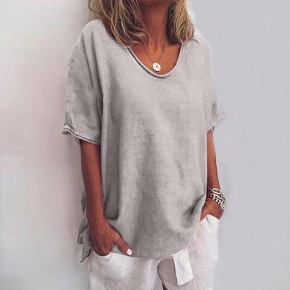Luvrefashion | Denise Chic Loose Fit Blouse with Tummy Coverage in Dark Grey - side view
