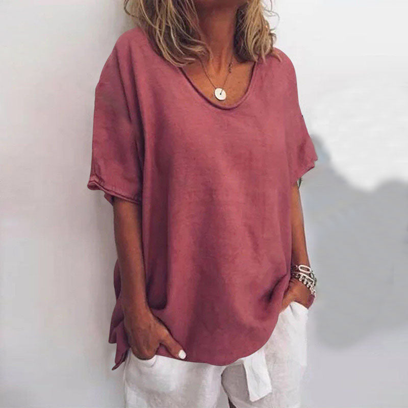 Luvrefashion | Denise Chic Loose Fit Blouse with Tummy Coverage in Dark Grey - detail view