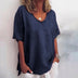 Denise | Chic Loose-Fit Blouse with Tummy Coverage - Navy Blue