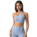 Magic Asymmetric One Shoulder Sports Bra with Wide Lay-Flat Band