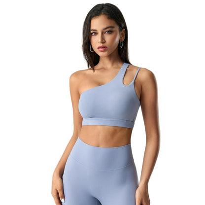 Magic Asymmetric One Shoulder Sports Bra with Wide Lay-Flat Band