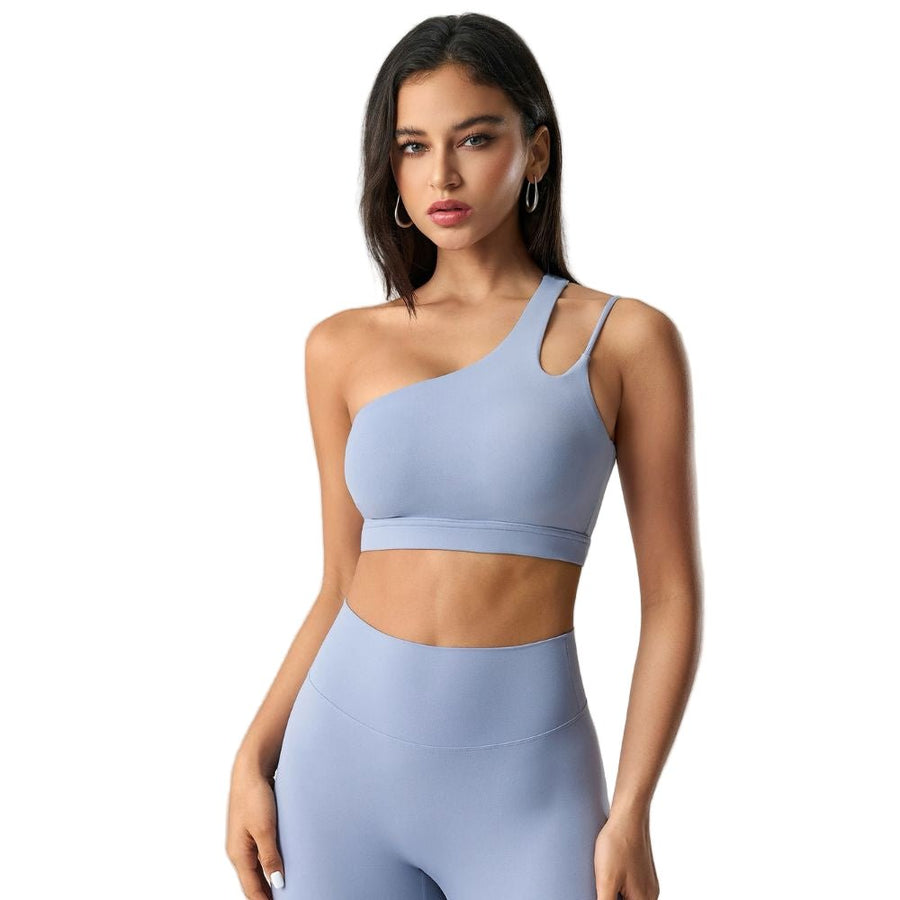 Magic Asymmetric One Shoulder Sports Bra with Wide Lay-Flat Band