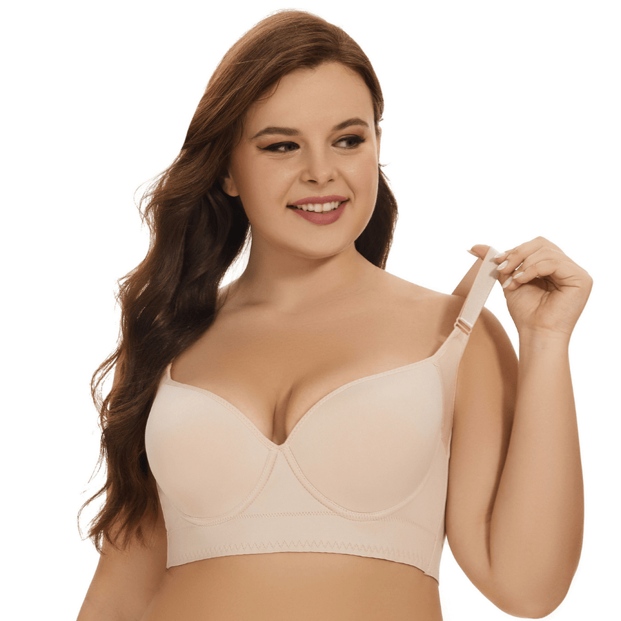 Black Back-Smoothing Plunge Push-Up Bra