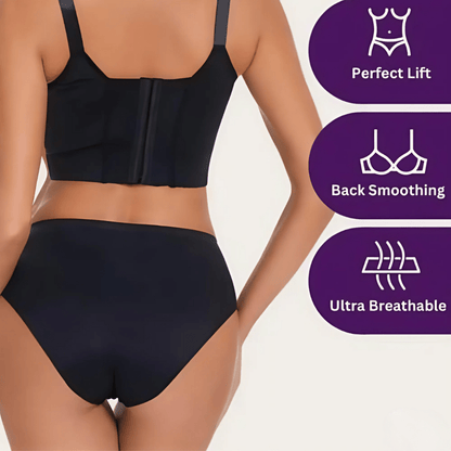 Black Back-Smoothing Plunge Push-Up Bra