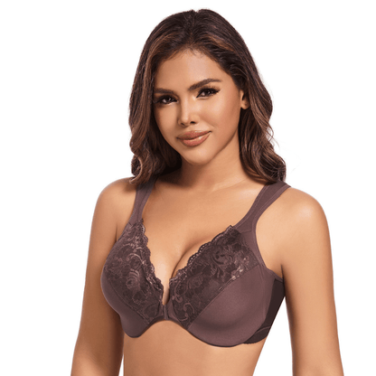 CloudSoft Lace Front-Close Push-Up Bra with Cushioned Underwire