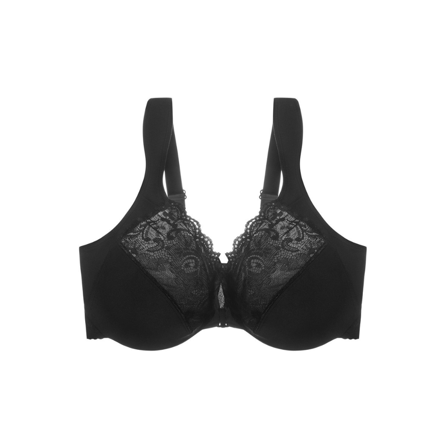 CloudSoft Lace Front-Close Push-Up Bra with Cushioned Underwire