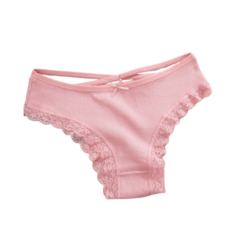Black Lace Cross-Strap Low-Waist Briefs