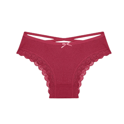Black Lace Cross-Strap Low-Waist Briefs