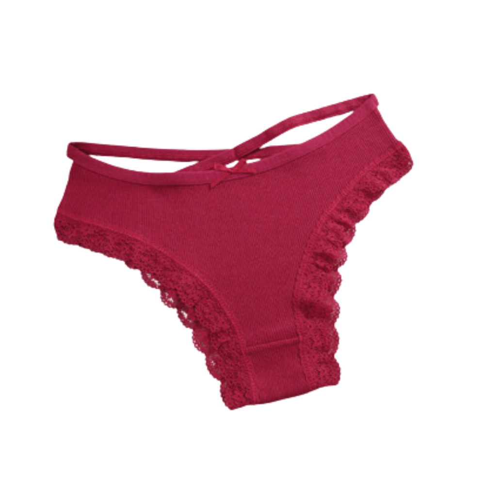 Black Lace Cross-Strap Low-Waist Briefs