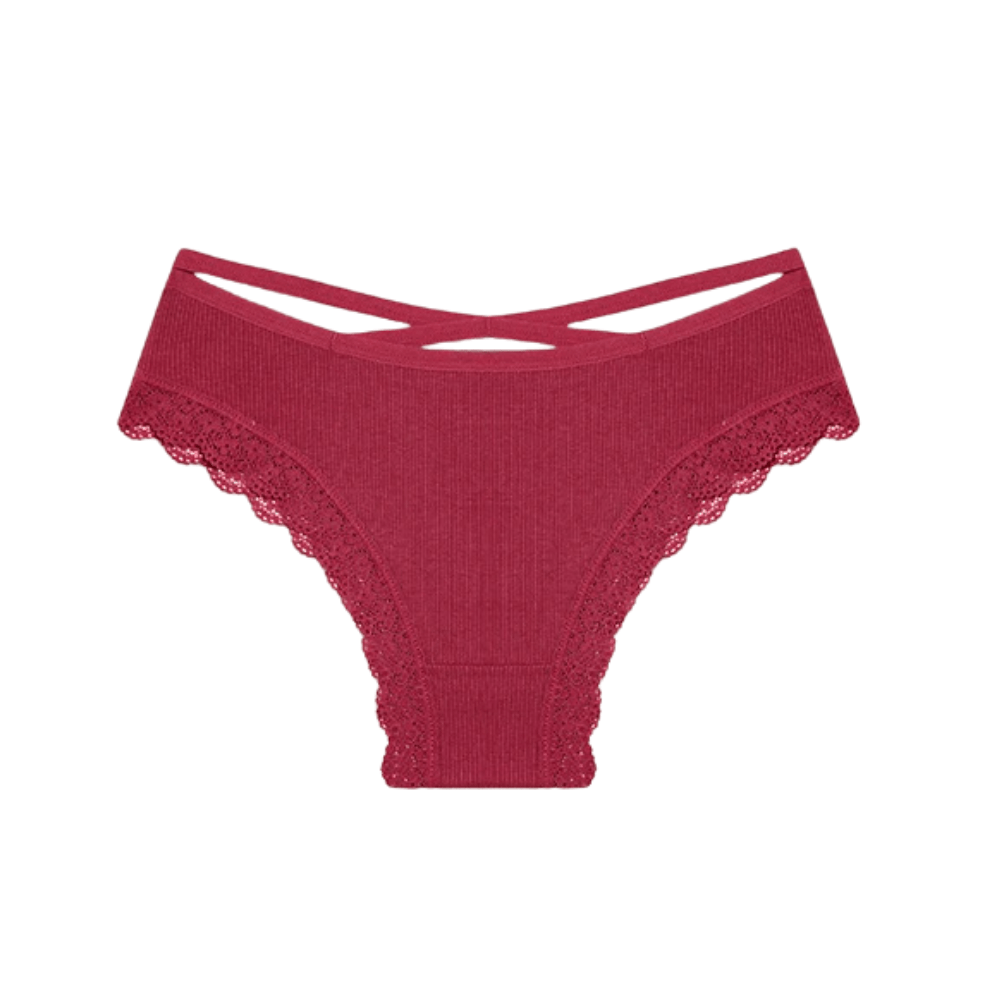 Black Lace Cross-Strap Low-Waist Briefs