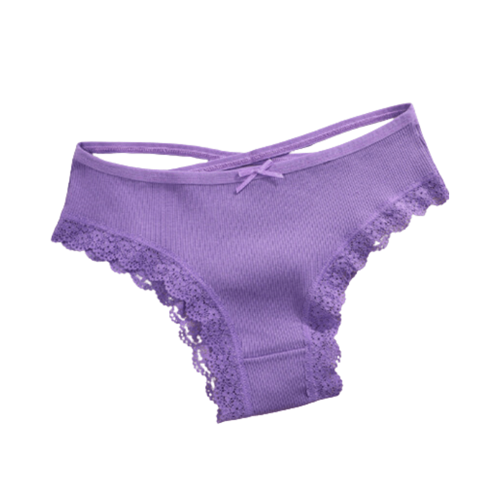 Black Lace Cross-Strap Low-Waist Briefs