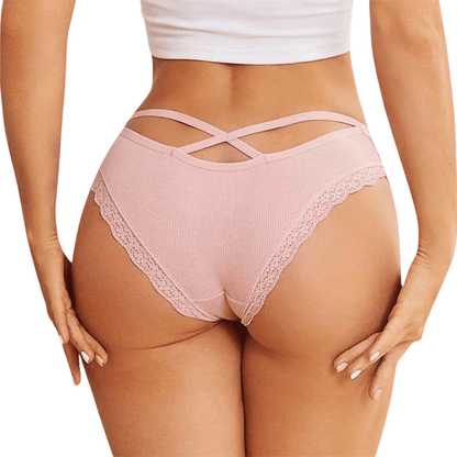 Black Lace Cross-Strap Low-Waist Briefs