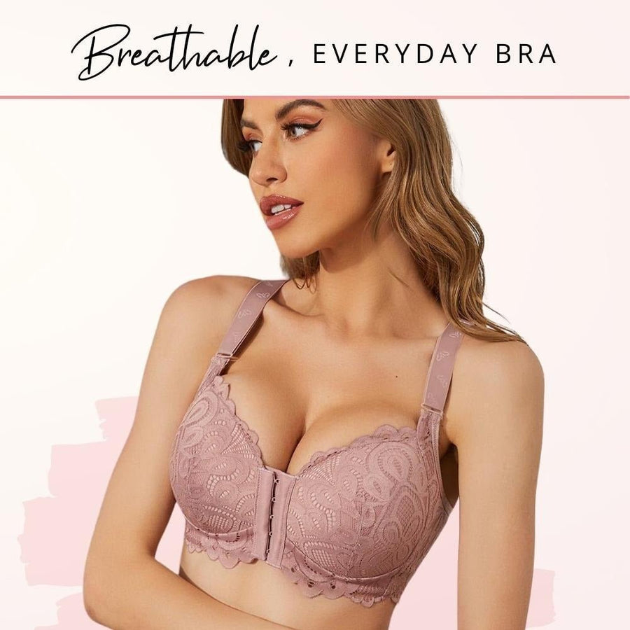 CloudSoft Lace Front Closure Wireless Push-Up Bra