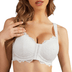 CloudSoft Lace Front Closure Wireless Push-Up Bra - White
