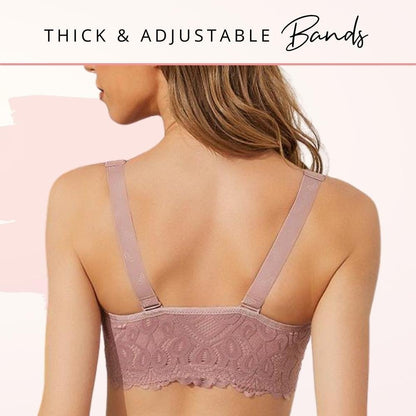 CloudSoft Lace Front Closure Wireless Push-Up Bra