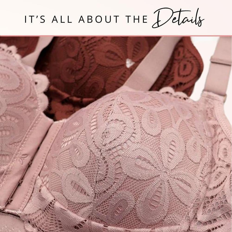 CloudSoft Lace Front Closure Wireless Push-Up Bra