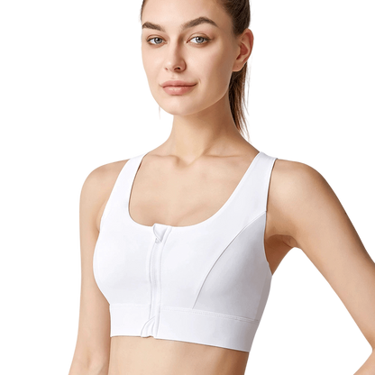 Front Zip Racerback Sculpting Sports Bra with Wide Band