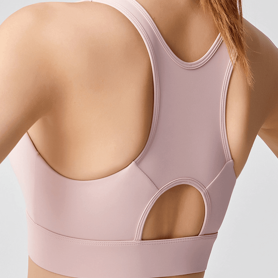 Front Zip Racerback Sculpting Sports Bra with Wide Band