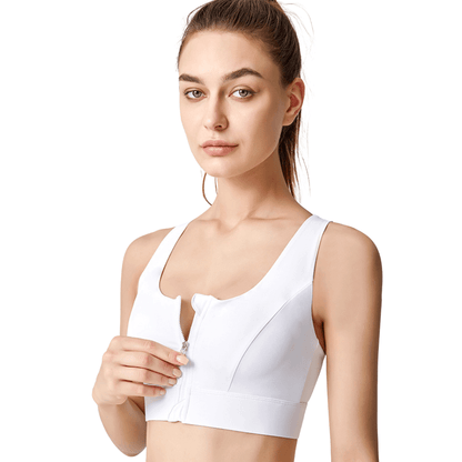 Front Zip Racerback Sculpting Sports Bra with Wide Band