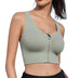 Front Zip Crossback Supportive Sports Bra with Wide-Strap Design - Green