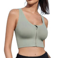 Front Zip Crossback Supportive Sports Bra with Wide-Strap Design