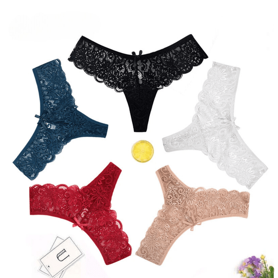 Low-Waist Lace G-String Women's Underwear with Transparent Detailing