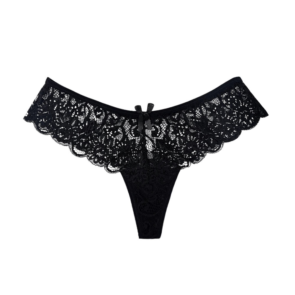 Low-Waist Lace G-String Women's Underwear with Transparent Detailing
