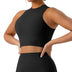 High Neck Longline Sports Bra with Removable Pads - Black
