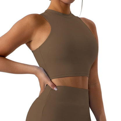 High Neck Longline Sports Bra with Removable Pads