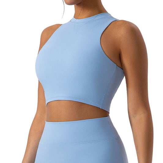 High Neck Longline Sports Bra with Removable Pads