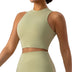 High Neck Longline Sports Bra with Removable Pads - Green