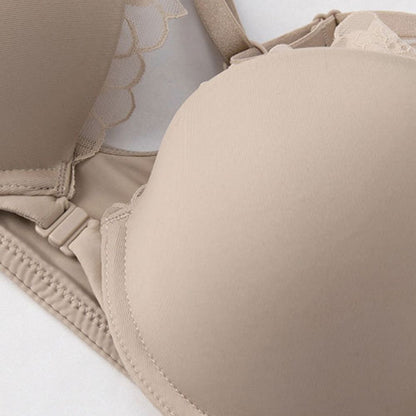 Lace Trim Front Closure Push-Up Bra with Racerback Design