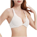 Lace Trim Front Closure Push-Up Bra with Racerback Design