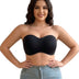 Strapless Seamless Push-Up Bra with Crossback Support for Plus Sizes - Black