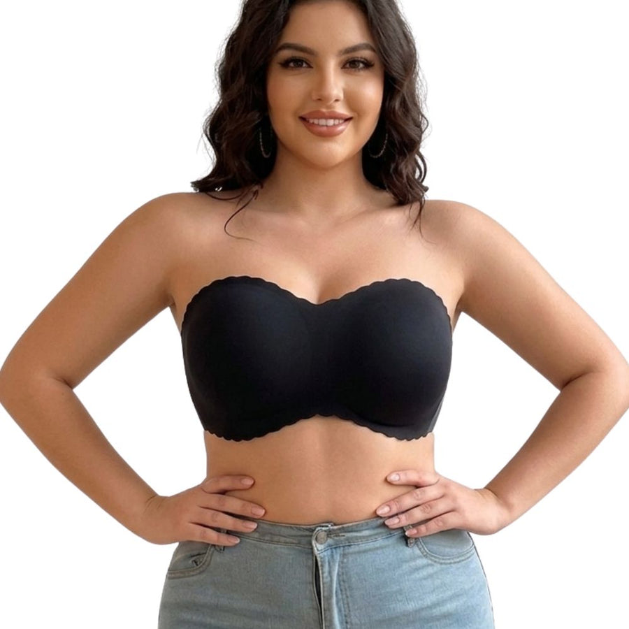 Strapless Seamless Push-Up Bra with Crossback Support for Plus Sizes