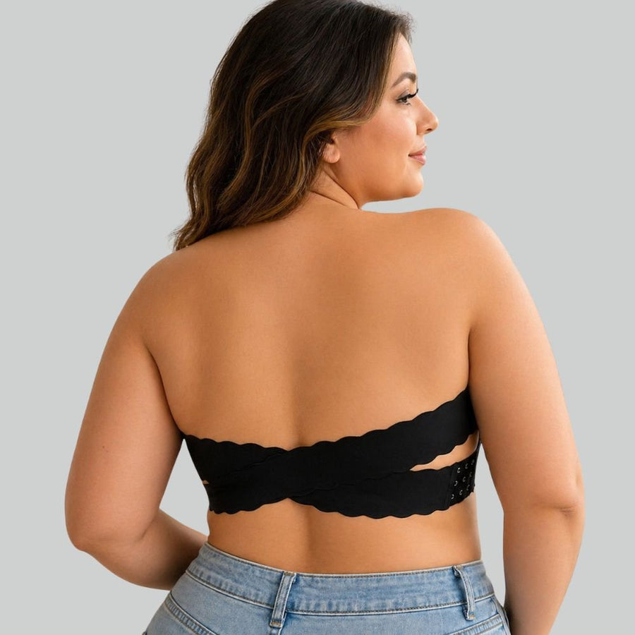 Strapless Seamless Push-Up Bra with Crossback Support for Plus Sizes