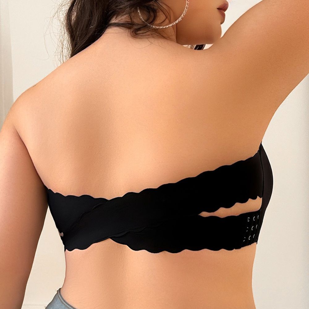 Strapless Seamless Push-Up Bra with Crossback Support for Plus Sizes