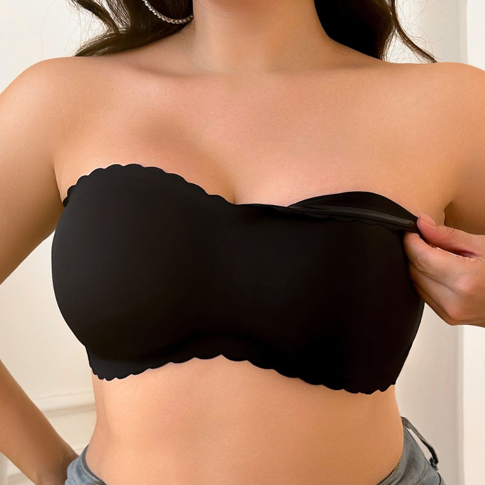 Strapless Seamless Push-Up Bra with Crossback Support for Plus Sizes