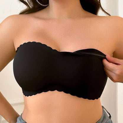 Strapless Seamless Push-Up Bra with Crossback Support for Plus Sizes