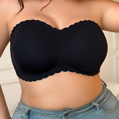 Strapless Seamless Push-Up Bra with Crossback Support for Plus Sizes
