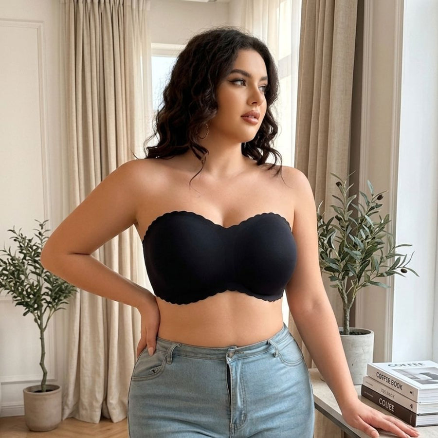 Strapless Seamless Push-Up Bra with Crossback Support for Plus Sizes