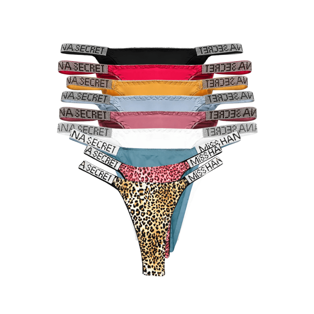 Rhinestone Glam Low-Waist Thong Underwear - Vibrant Colors