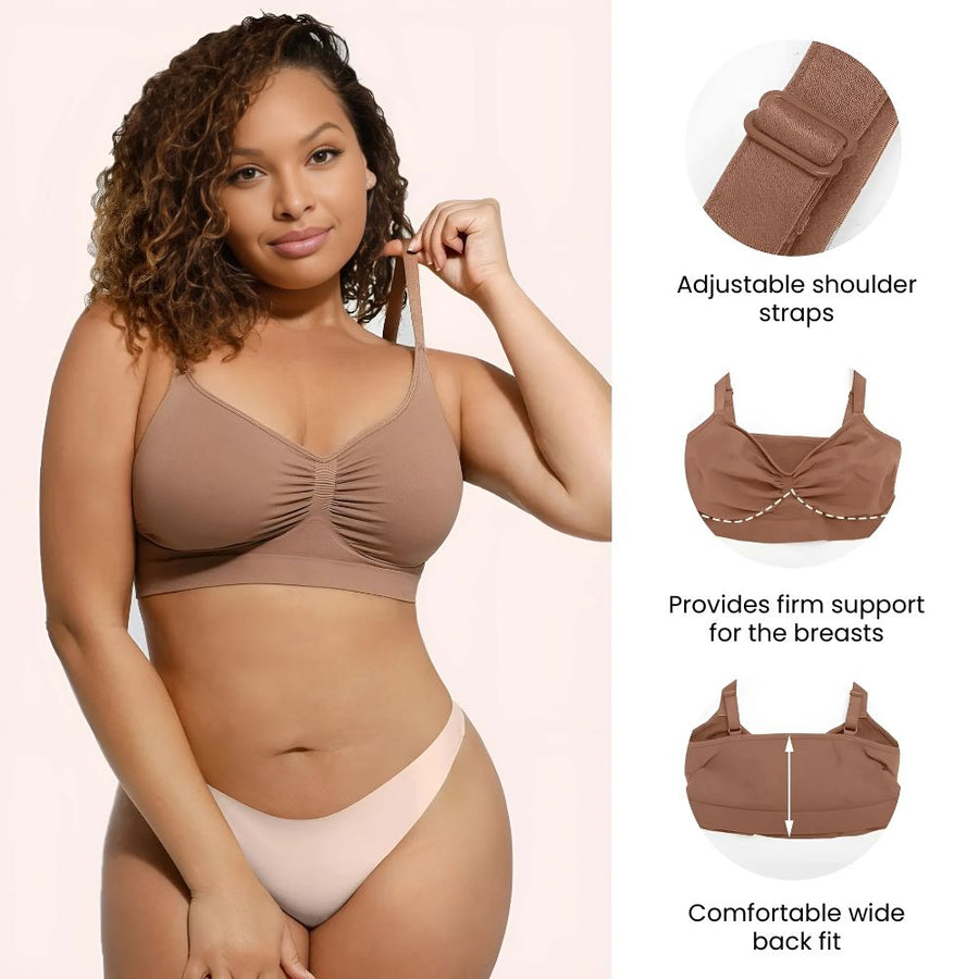 Ruched Wireless Bralette with Breathable Comfort and Adaptive Fit