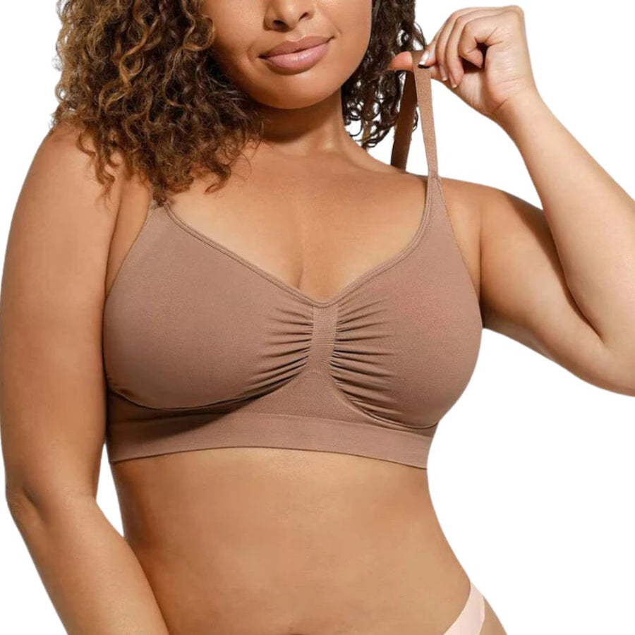 Ruched Wireless Bralette with Breathable Comfort and Adaptive Fit