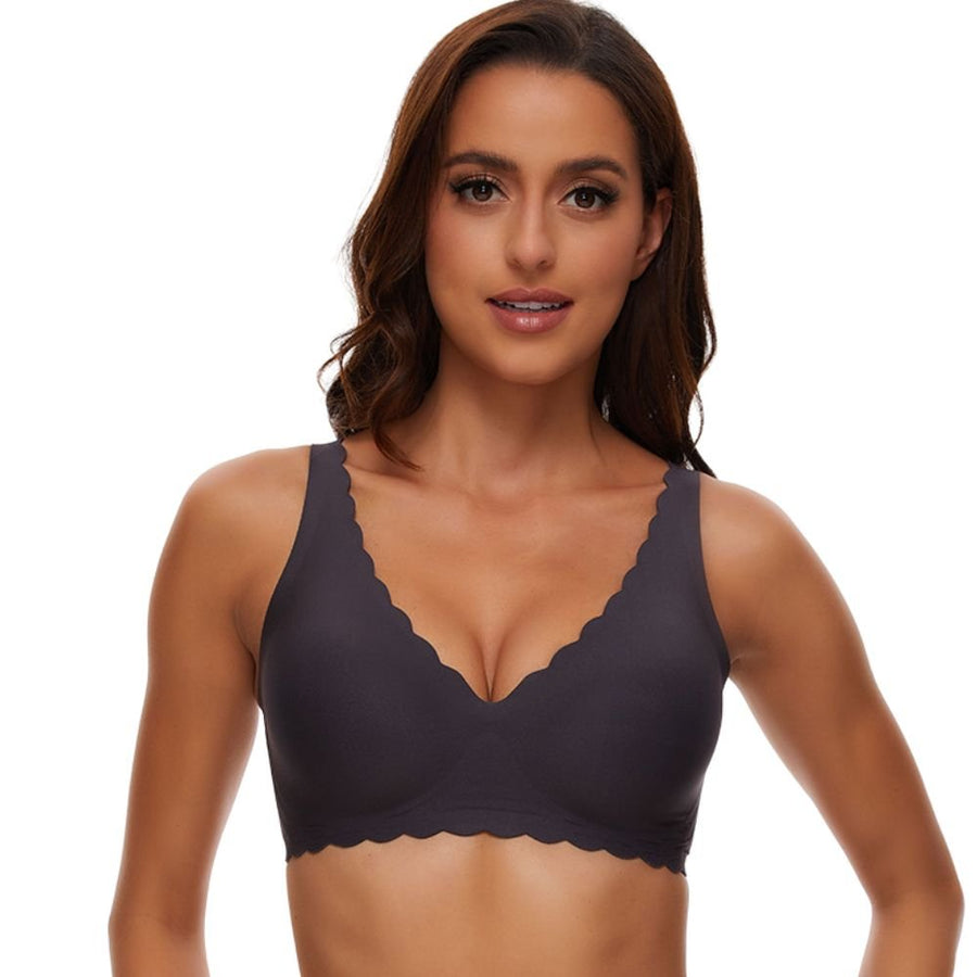 Magic Scallop Seamless Wireless Bra with Deep V Neckline