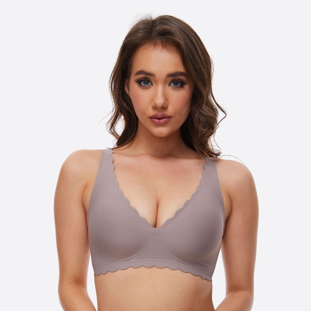 Magic Scallop Seamless Wireless Bra with Deep V Neckline